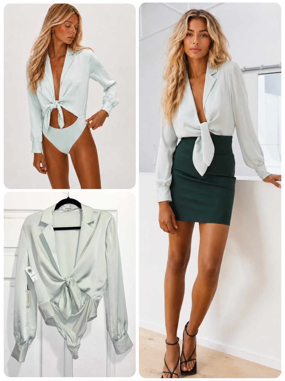 NWT Aritzia Babaton Ace Bodysuit Blouse Aqua Essence Size Small Brand New
